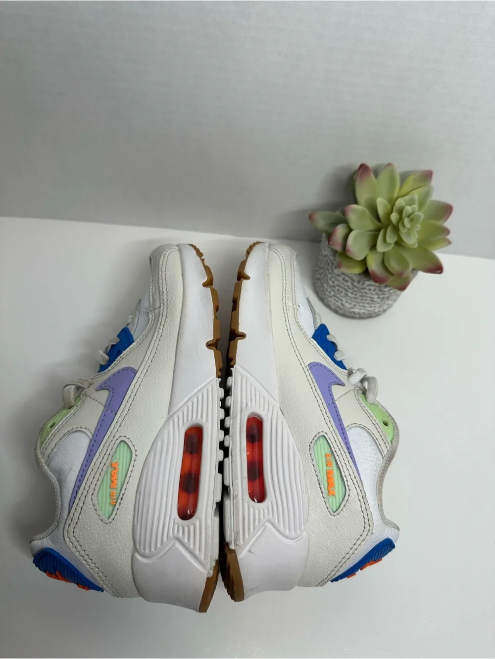 Nike Kids Air Max Sneakers - White with Blue, Green & Orange Accents